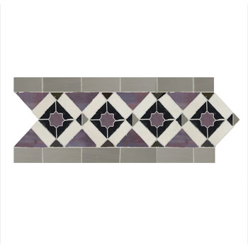 Mosaic House Moroccan tile Rif Star 9-1-6-27 Purple White Black Dark Gray  zellige, mosaic, zellij, border, glaze, traditional 